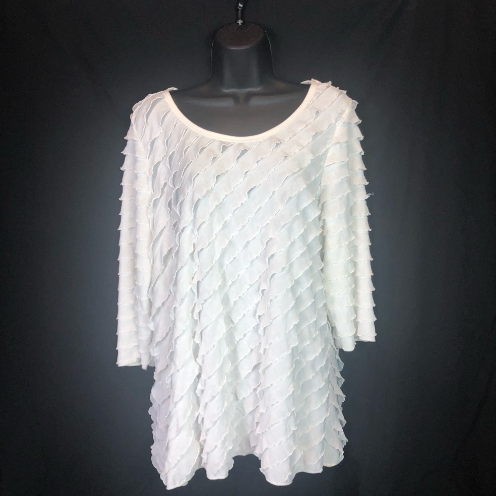 3/4 Sleeve White Blouse in 2X